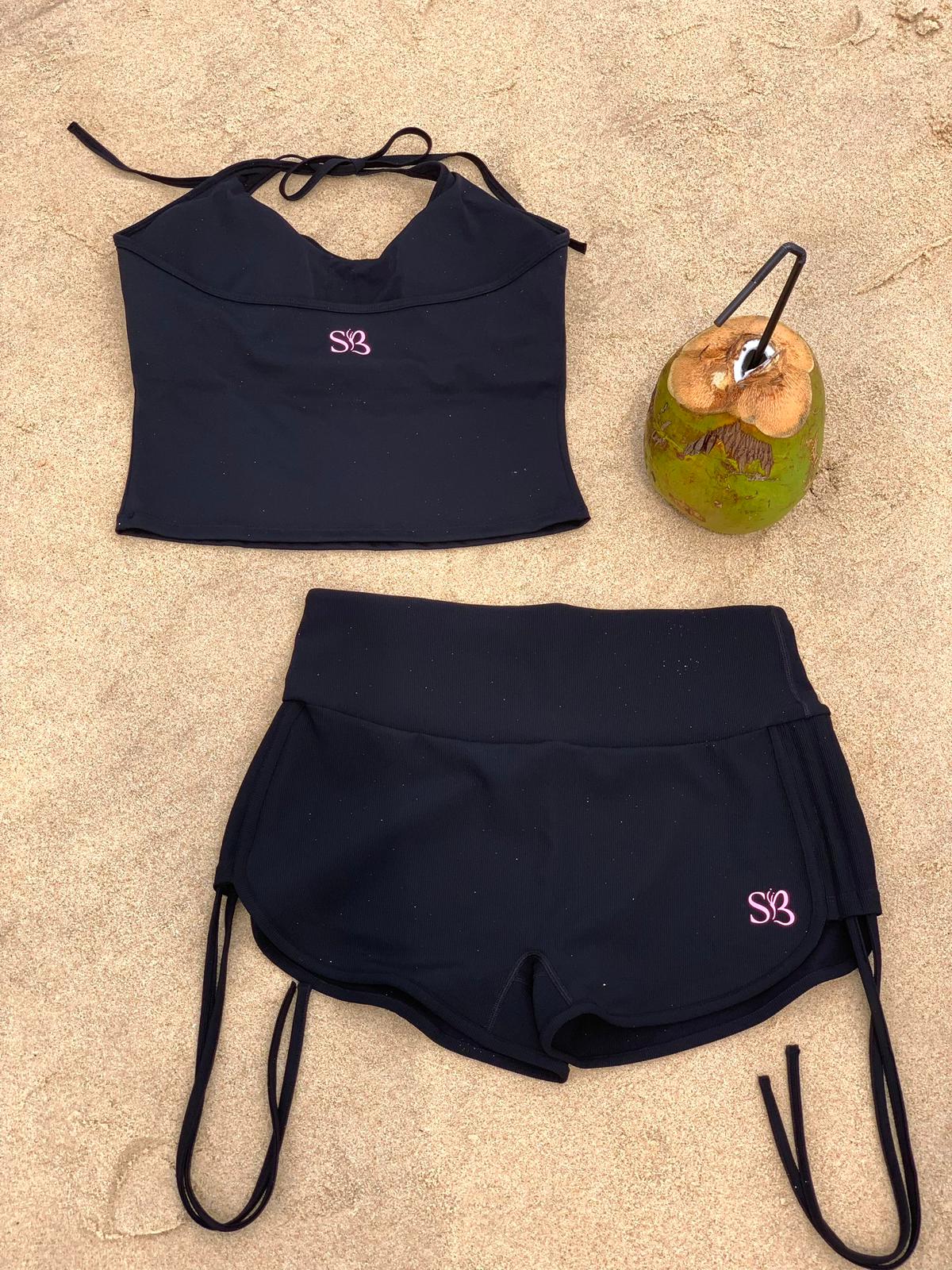 Black Ruched Booty Shorts