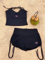 Black Ruched Booty Shorts